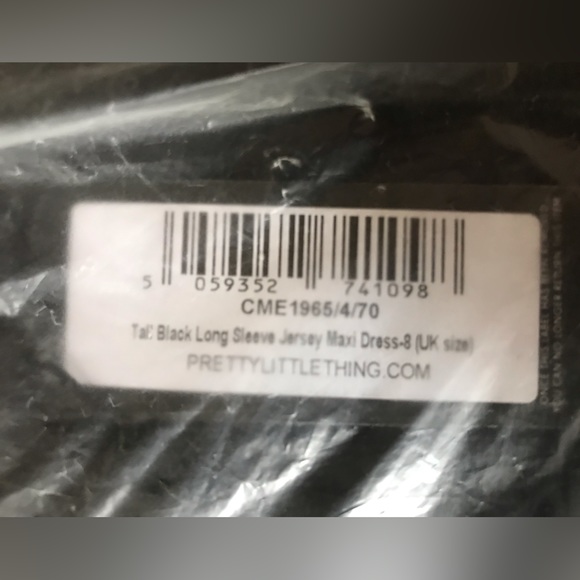 PrettyLittleThing Tall Black Long Sleeve Jersey Maxi Dress - UK8/ US4 - NWT - Picture 4 of 5